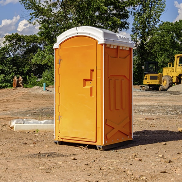 how often are the portable restrooms cleaned and serviced during a rental period in Gilmer County Georgia